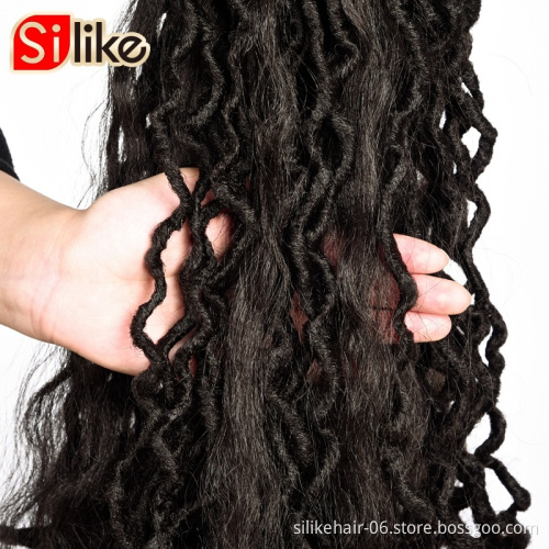 Goddess Faux locs Crochet Hair Soft Locs Wavy Crochet Braids Dreadlocks Curly Wavy Braiding Hair Extensions 12 Strands  Braids